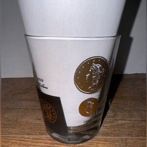 Mid Century Gold & Black Coins Cocktail Glass